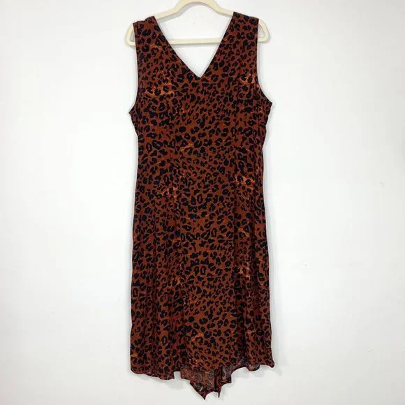 BEACH LUNCH LOUNGE Anais Midi Dress Rumba Red Leopard Animal Print Sz L - Picture 5 of 7